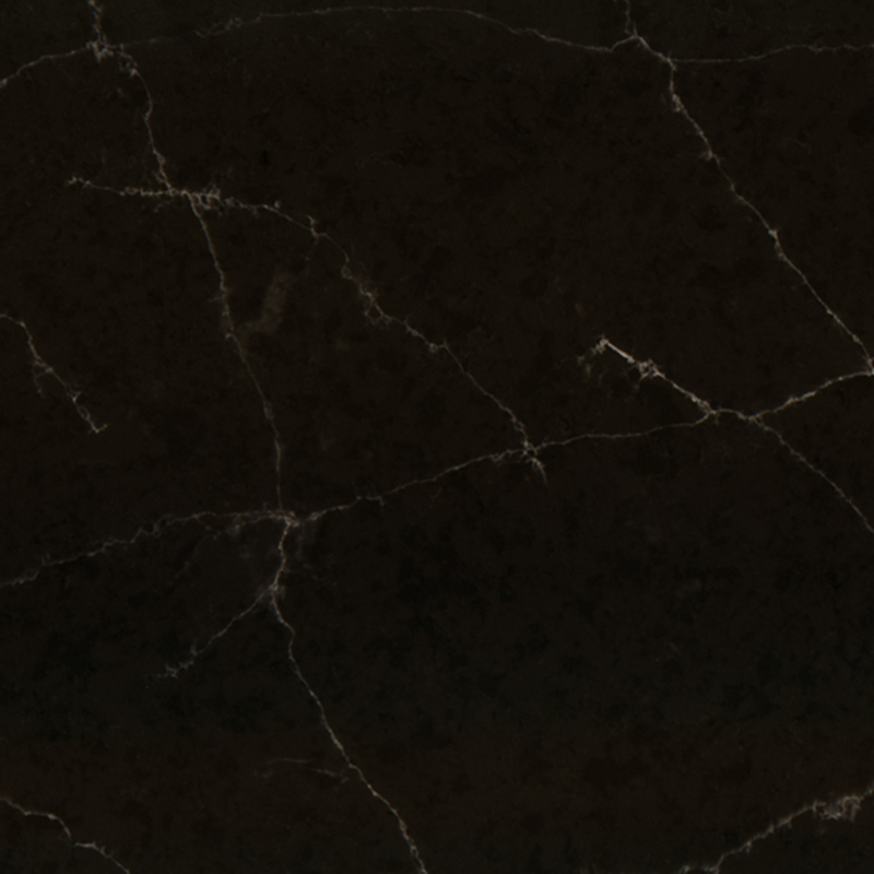 table rectangulaire en quartz artificiel marron veiné de blanc