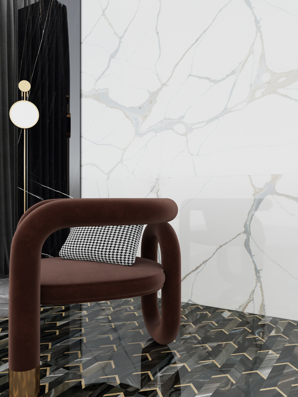 PXQZ220723-1 calacatta quartz stone polished surface slab