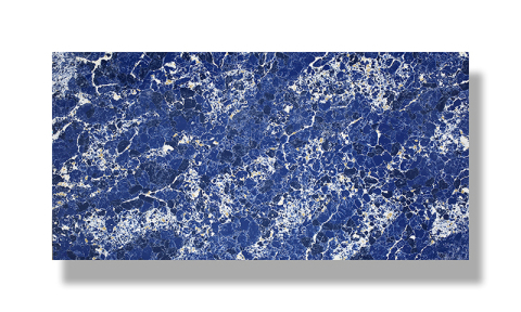 Luxe bleu foncé avec des nuages d'éclairs blancs Quartz Slab