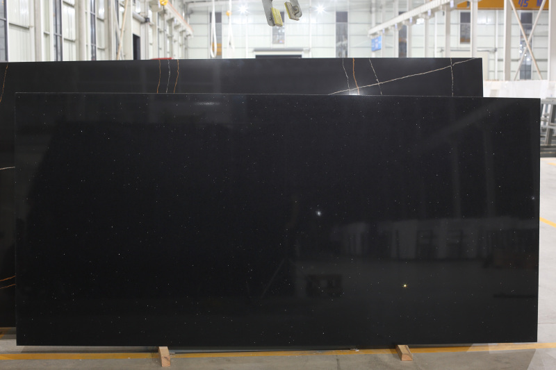 水晶艶をかけられた粒子の黒の人工的な水晶カウンタートップ