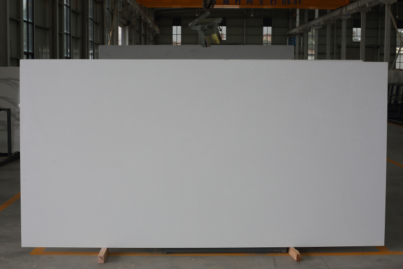 PXQZ312 White Quartz Stone Slabs 1600mm Round Table Bevel Edge