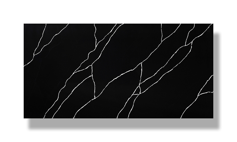 PXQZ180930-1 Black Calacatta Artificial Quartz Kitchen Wall Decoration