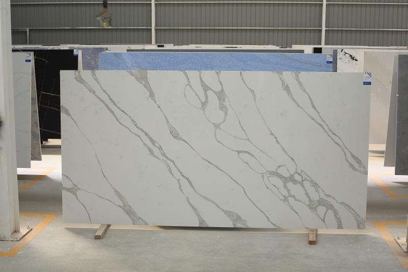 PXQZ211006-2 Stain-resistant Calacatta Decorative Quartz Stone for Kitchen