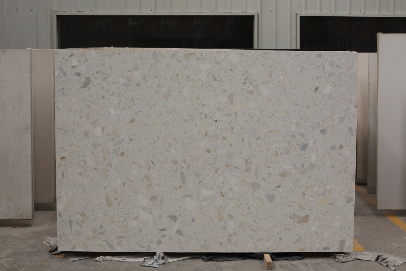 PX1008 Large Particle White Artificial Marble Floor Paving Stone Tile