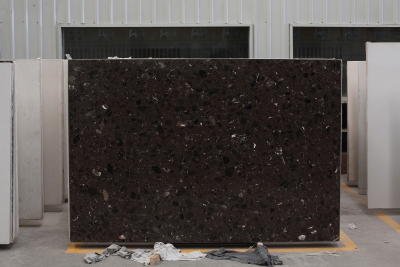 PX1000 Marble Big Particle Brown Coffee Table Top Engineered Stone