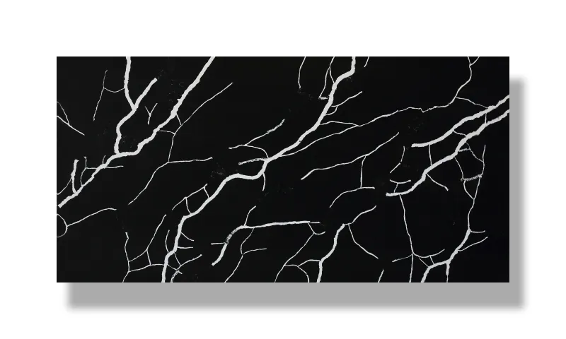 PXQZ180522-3 Black Marquina Artificial Quartz Big Slab Super Jumbo Size Stone