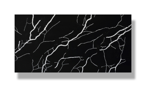 PXQZ180522-3 Black Marquina Artificial Quartz Big Slab Super Jumbo Size Stone