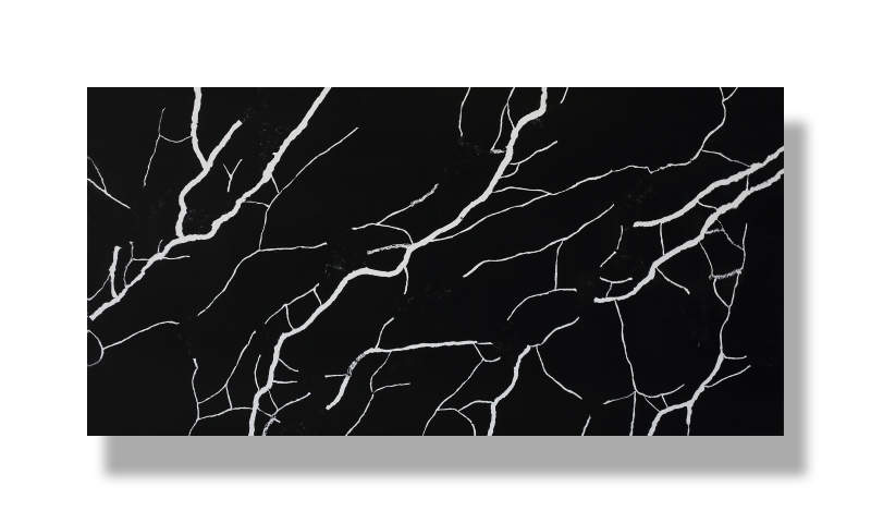 PXQZ180522-3 Black Marquina Artificial Quartz Big Slab Super Jumbo Size Stone