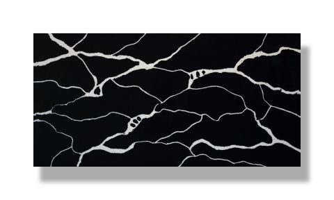 PXQZ104 Black Quartz Slab for Kitchen Island Countertop TV Background