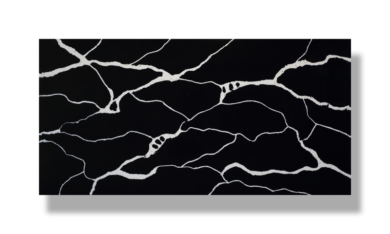 PXQZ104 Black Quartz Slab for Kitchen Island Countertop TV Background