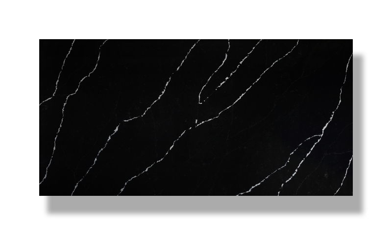 PXQZ220531-3 Black Artificial Quartz With White Veins for Kitchen Desk Top