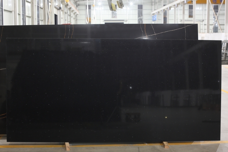 PXQZ805 Black Crystal Quartz Black Galaxy Artificial Quartz Countertop