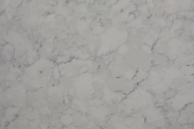 PXQZ405 White Artificial Quartz of Dark Veins Melting Away Exposing Rough Grey Gountertop