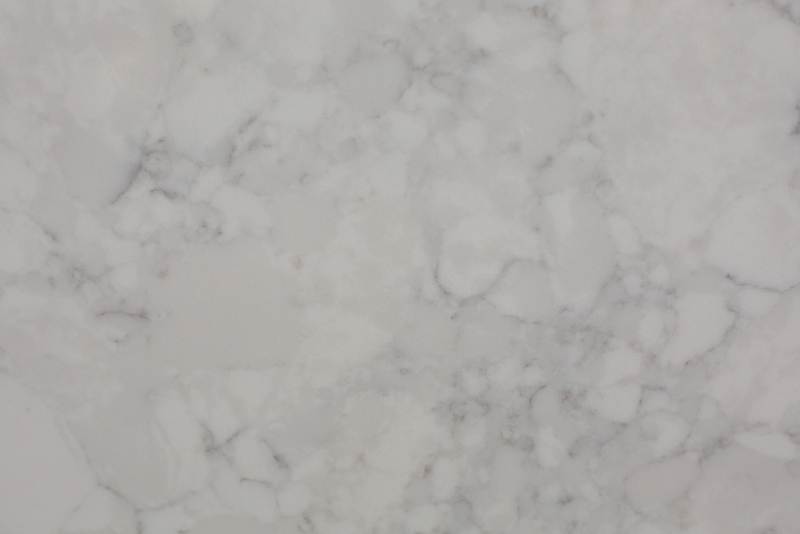 PXQZ405 White Artificial Quartz of Dark Veins Melting Away Exposing Rough Grey Gountertop