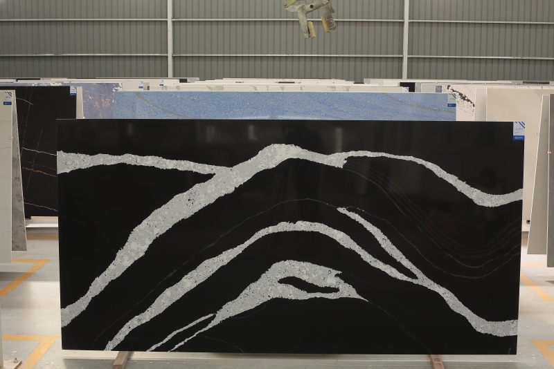 PXQZ211119-1 Black Artificial Quartz with for Kitchen Intertor Decoration