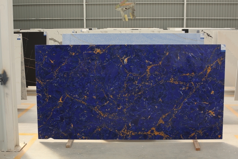PXQZ220617-2 Luxurious Royal Blue Quartz Slab Hotel Lobby Artificial Stone Decoration