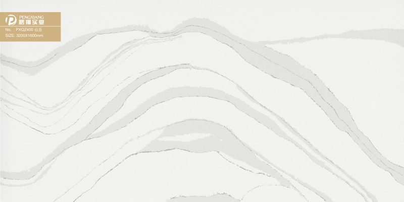 PXQZ400 Artificial Stone Quartz Calacatta Hill Lines Symbol Quartz Wall Cladding
