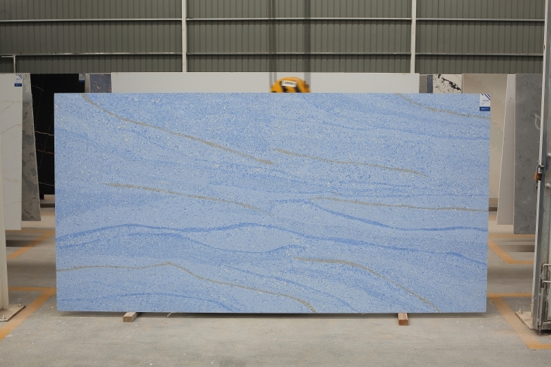 PXQZ210316-3 Blue Artificial Quartz Maritime Theme Quartz Slabs Display