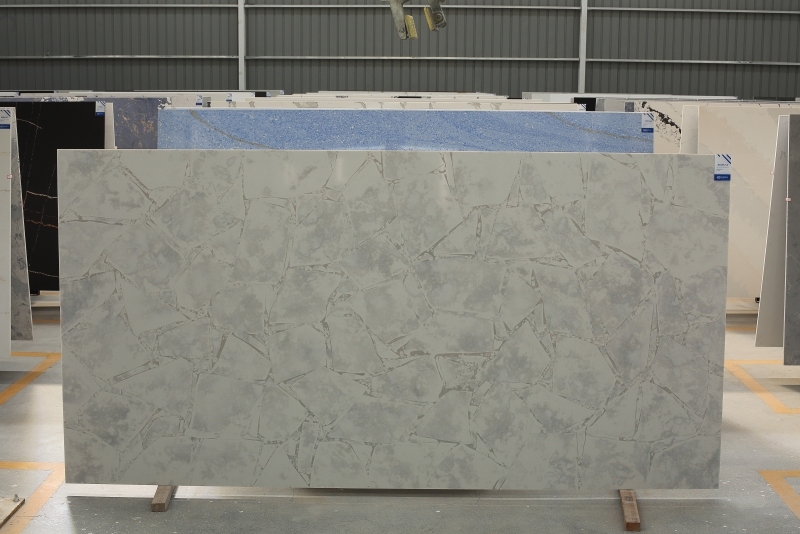 PXQZ210717-3 Calacatta Dynamic Grey Artificial Quartz with Speckles