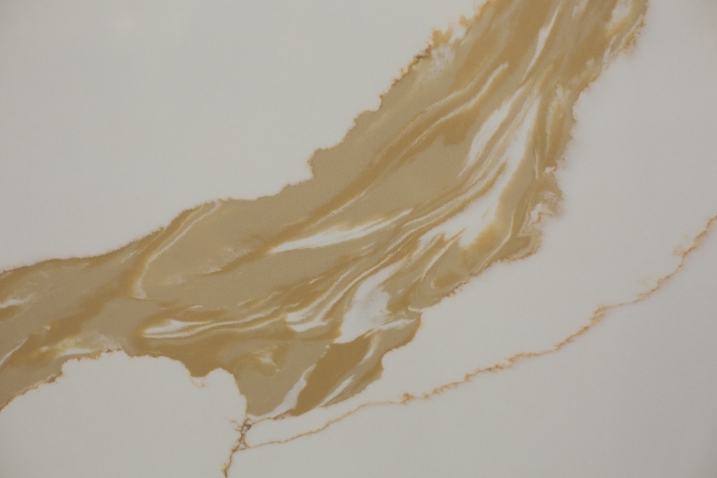 PXQZ201104-2 GLoden Veins Artificial Quartz Warm Neutral Calacatta