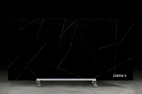 PXQZ210316-5 Dark Black Artificial Quartz Slab With Good Performance