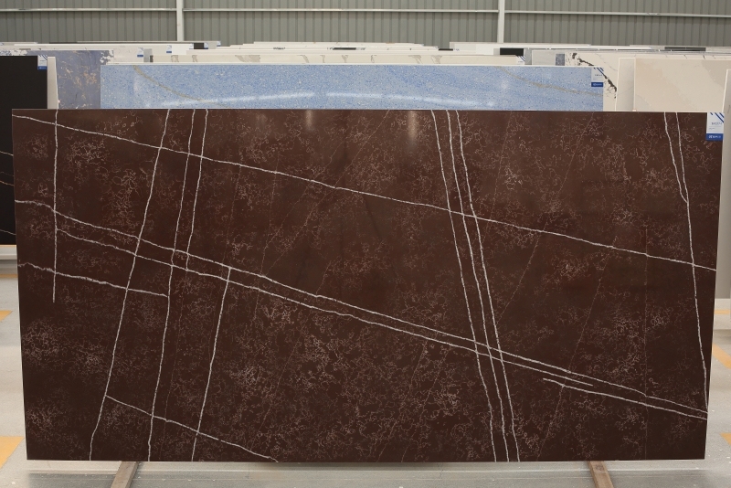 PXQZ201217-1 Brown Quartz Surface with White Veins Interior Decoration