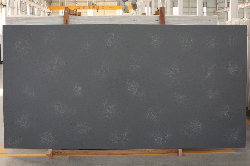 PXQZ181030-2 Leathered Surface Quartz Artificial Stone Slabs Grey Quartz Table