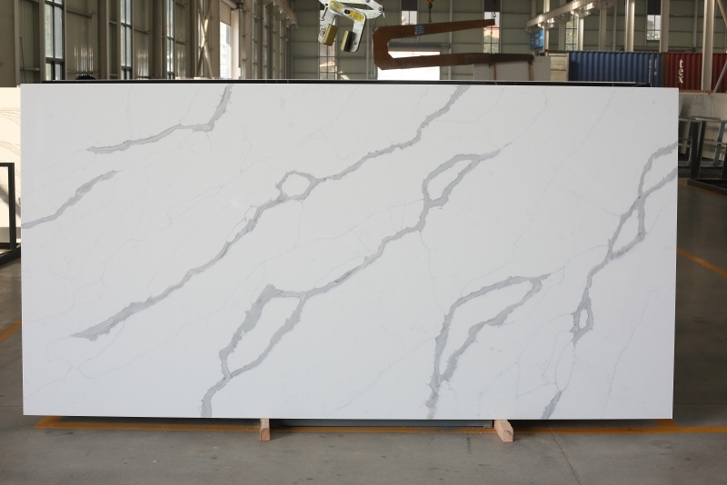 PXQZ190612-1 Quartz Surface White Calacatta Series High-end Design Engineered Stone