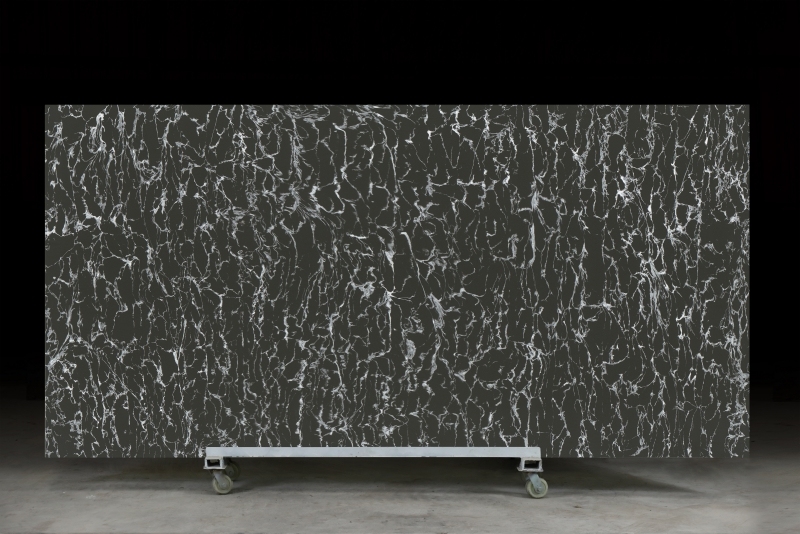 PXQZ230330-1 Black Artificial Quartz Slabs Anti Pollution Kitchen Countertops