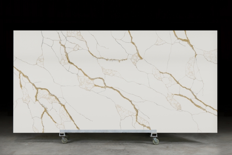 PXQZ230427-1 Gloden Veins Calacatta Artificial Quartz Stone Faux Stone Panels