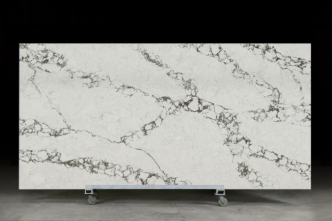 PXQZ230616-1 Luxury Artificial Quartz with Green Veins Stone Countertops Cabinets