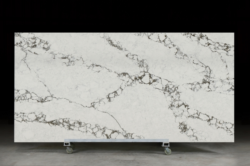 PXQZ230616-1 Luxury Artificial Quartz with Green Veins Stone Countertops Cabinets