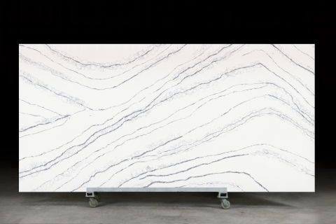 PXQZ231129-1 White Engineered Quartz with Blue Veins Quartz Artificial Stone Slab