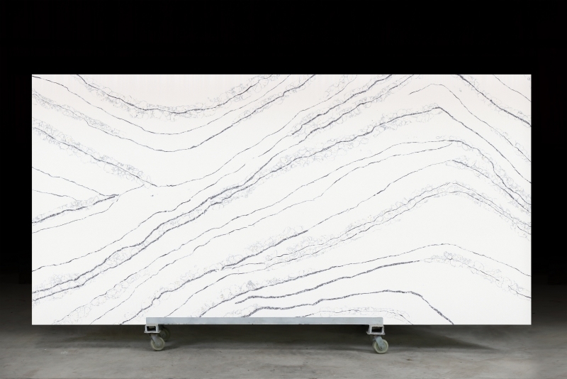 PXQZ231129-1 White Engineered Quartz with Blue Veins Quartz Artificial Stone Slab