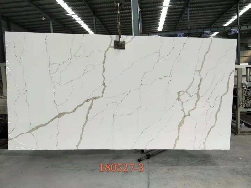 PXQZ180527-3 White Calacatta Artificial Quartz Anti Pollution Countertops