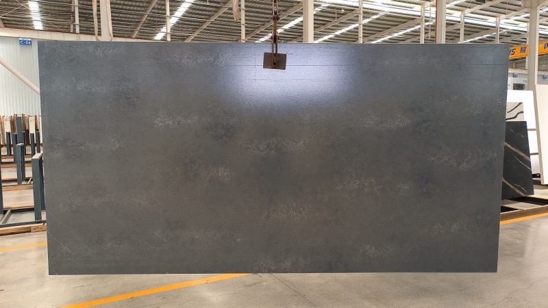 PXQZ181215-1 Leathered Surface Artificial Quartz Grey Faux Stone Slab