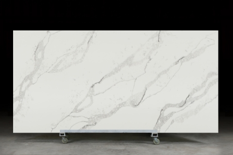 PXQZ190216-1 Popular White Quartz Calacatta for Kitchen Table Furniture