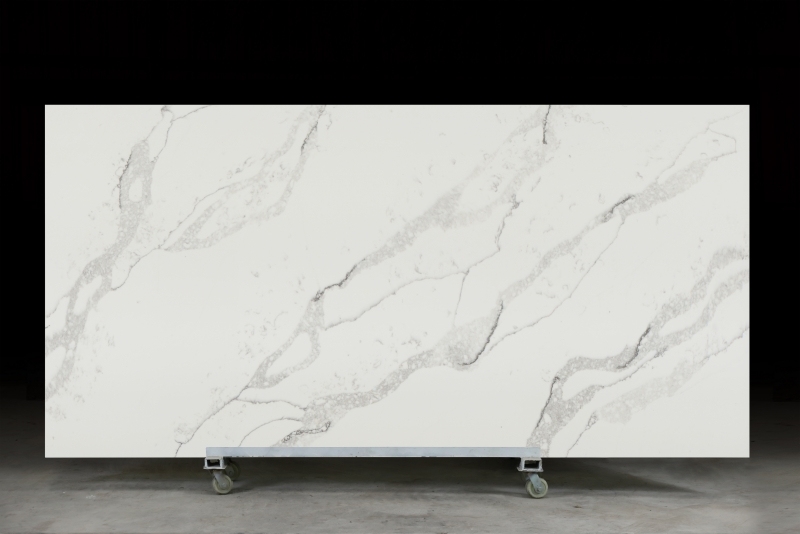 PXQZ190216-1 Popular White Quartz Calacatta for Kitchen Table Furniture