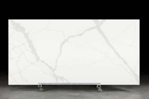 PXQZ190514-3 White Calacatta Quartz Slab Cut to Size Kitchen Countertop