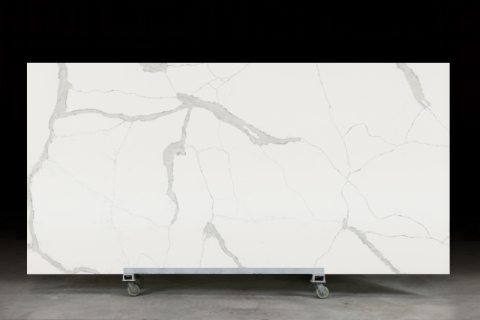 PXQZ190615-1 Calacatta Artificial Quartz White Stone Countertops for Kitchen