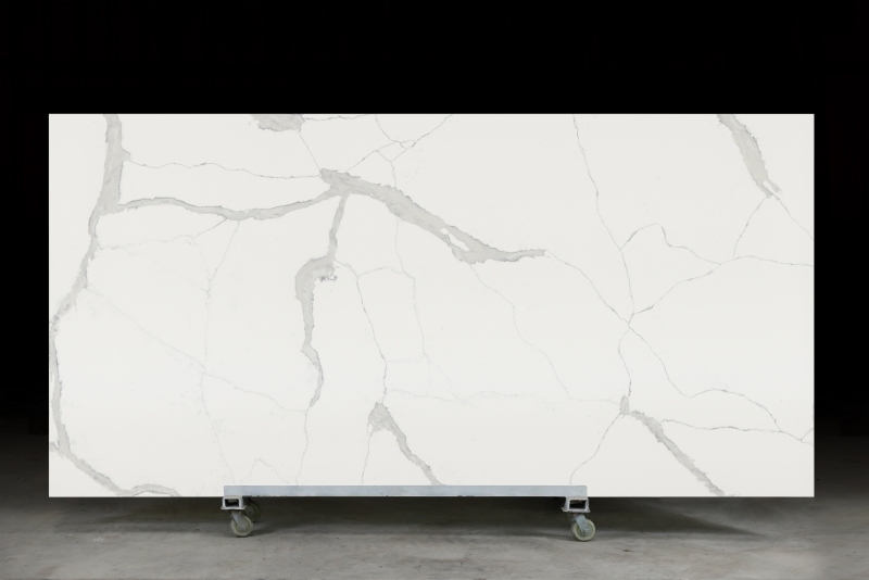 PXQZ190615-1 Calacatta Artificial Quartz White Stone Countertops for Kitchen