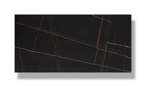 PXQZ191007-1 Black Artificial Quartz with Gold Veins Wholesale Stone Sheets