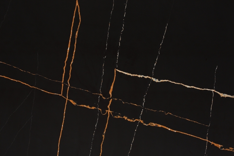 PXQZ191007-1 Black Artificial Quartz with Gold Veins Wholesale Stone Sheets
