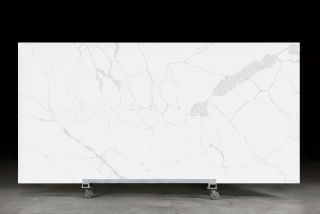 PXQZ114 Artificial Quartz White Calacatta 3200mm Stone Sheets Countertops