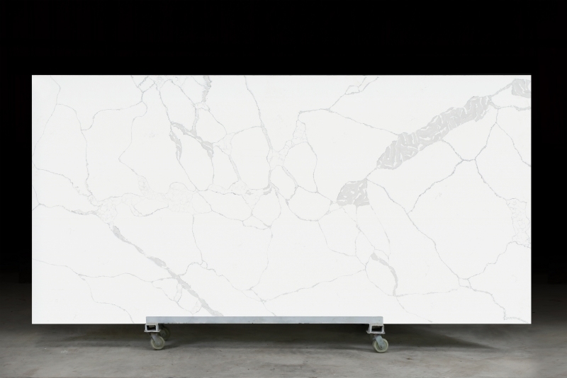 PXQZ114 Artificial Quartz White Calacatta 3200mm Stone Sheets Countertops