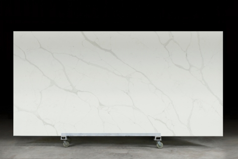 PXQZ221209-2 White Calacatta with Grey Veins Quartz Artificial Stone for Kitchen Wall