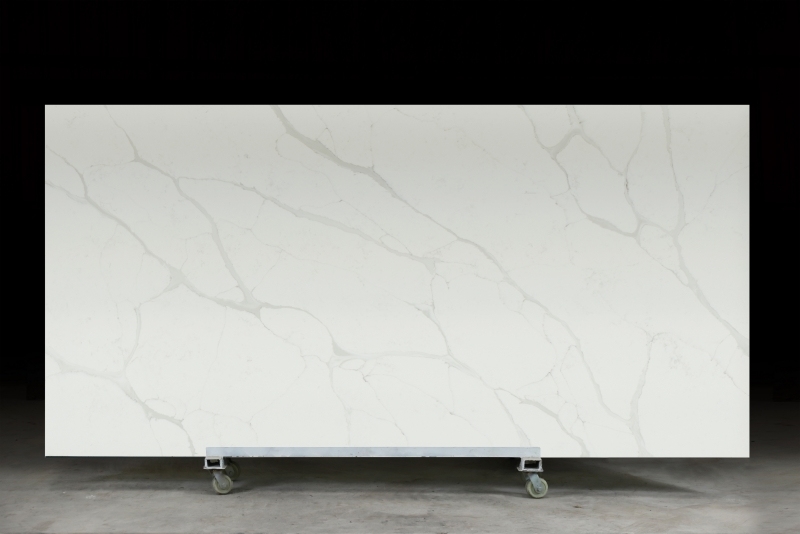 PXQZ221209-2 White Calacatta with Grey Veins Quartz Artificial Stone for Kitchen Wall