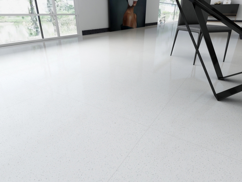 PX0502 Off-white Engineered Marble Small Particles Solid Color Stone Slab