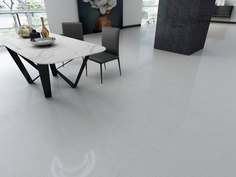 PX0502 Off-white Engineered Marble Small Particles Solid Color Stone Slab