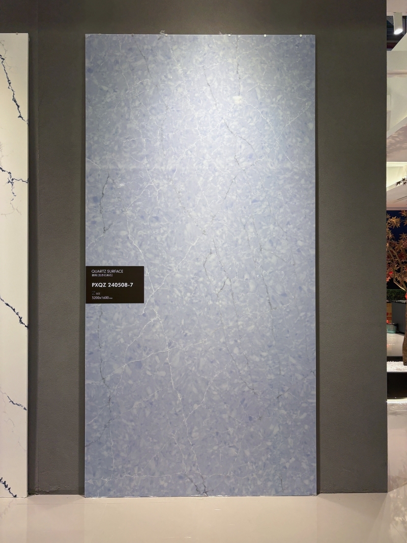 PXQZ 240508-7 Blue Engineered Quartz Stone Slabs 3200*1600MM